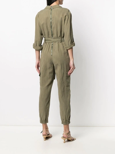 Shop Alice And Olivia Wrap-front Belted Jumpsuit In Green
