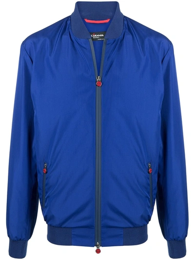 Shop Kiton Zip-through Bomber Jacket In Blue