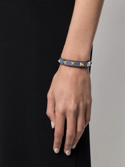 Shop Valentino Rockstud Buckle Bracelet In Blue