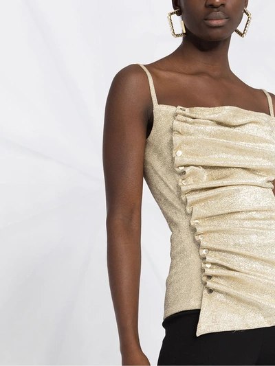 Shop Rabanne Metallic-effect Ruched Vest Top In Gold