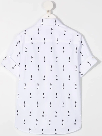 Shop Neil Barrett Lightning Bolt Short-sleeved Shirt In White