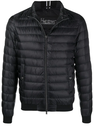 Shop Herno Padded Bomber Jacket In Black