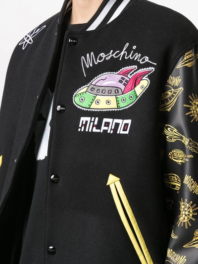 Shop Moschino Spaceship-motif Bomber Jacket In Black