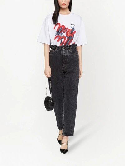 Shop Miu Miu High-rise Paperbag-waist Straight-leg Jeans In Black