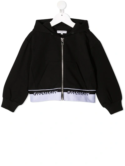 Shop Givenchy Logo-trim Zipped Hoodie In Black