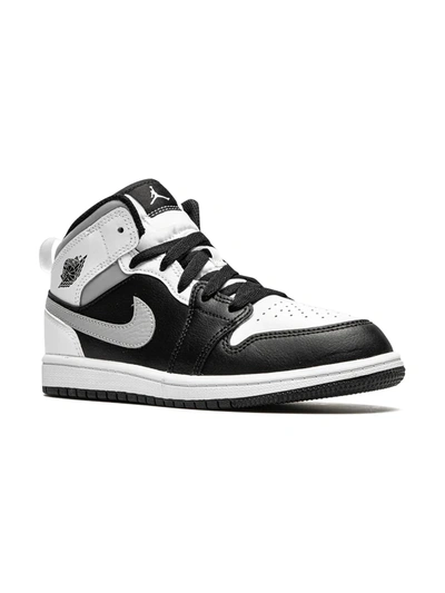 Shop Jordan 1 Mid "white Shadow" Sneakers In Black