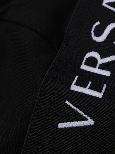 Shop Versace Logo-band Soft Triangle Bra In Black