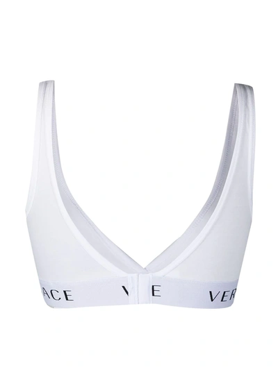 Shop Versace Logo-band Soft Triangle Bra In White