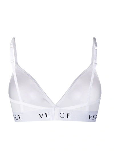 Shop Versace Logo-band Soft Triangle Bra In White