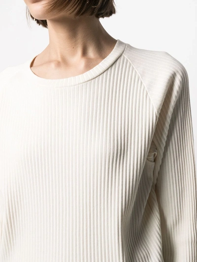 Shop Baserange Crew Neck Ribbed Sweatshirt In Neutrals