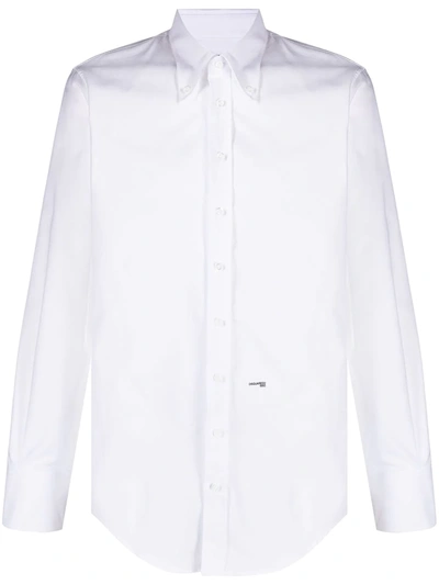 Dsquared2 Slim Cotton Poplin Tuxedo Shirt In White