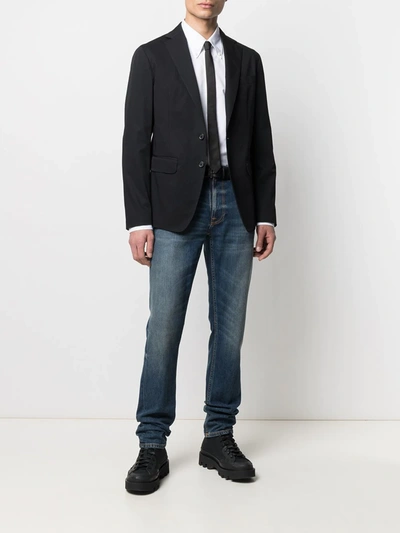Dsquared2 Slim Cotton Poplin Tuxedo Shirt In White