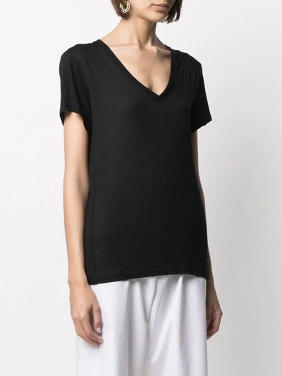 Shop Baserange V-neck Bamboo T-shirt In Black