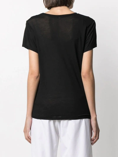 Shop Baserange V-neck Bamboo T-shirt In Black