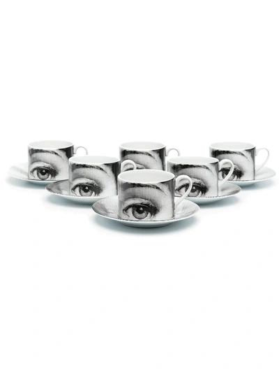 Fornasetti Tema E Variazioni Tea Set In White