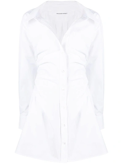 Shop Alexander Wang T Gathered Detail Shirtdress In White