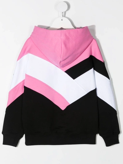 Shop Msgm Colour-block Cotton Hoodie In Pink
