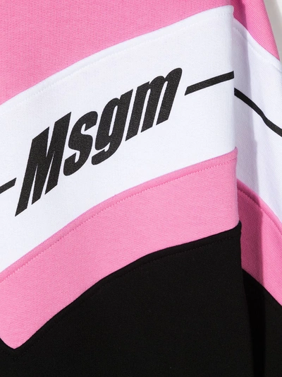Shop Msgm Colour-block Cotton Hoodie In Pink