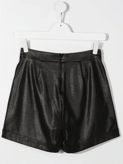 Shop Balmain Teen Button-detail Glittered Shorts In Black