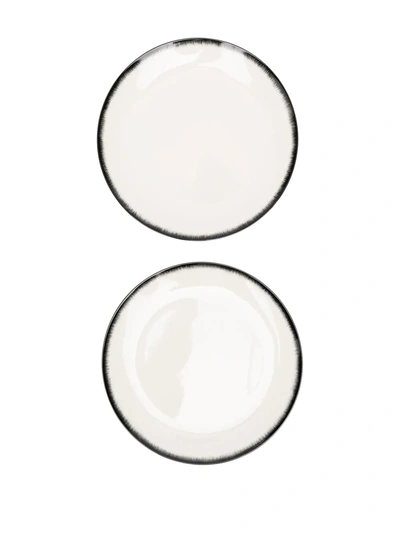 Shop Ann Deumelemeester X Serax Shadow-trim Porcelain Plate Set In White