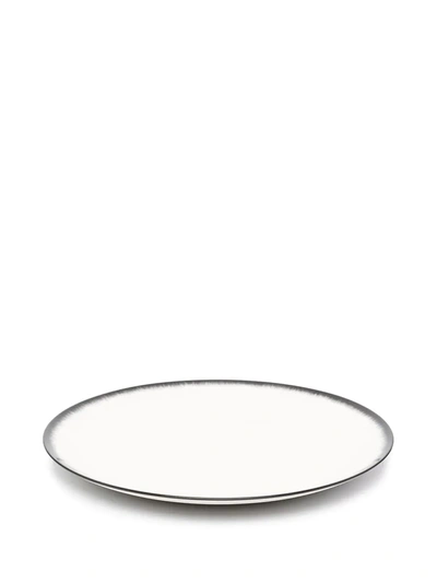 Shop Ann Deumelemeester X Serax Shadow-trim Porcelain Plate Set In White