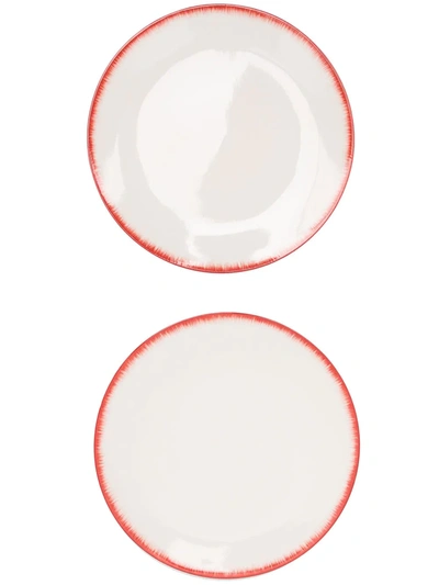 Shop Ann Deumelemeester X Serax Set Of Two Porcelain Contrast Rim Plates In White