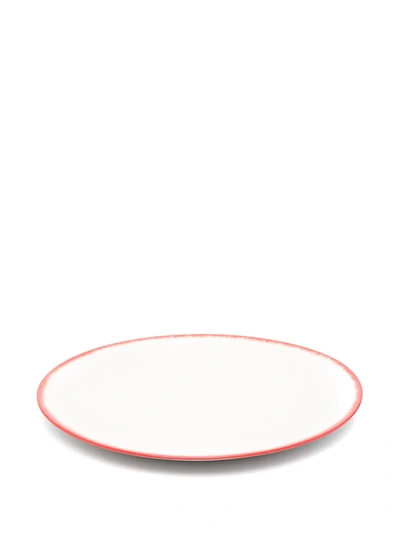 Ann Deumelemeester X Serax Set Of Two Porcelain Contrast Rim Plates In White