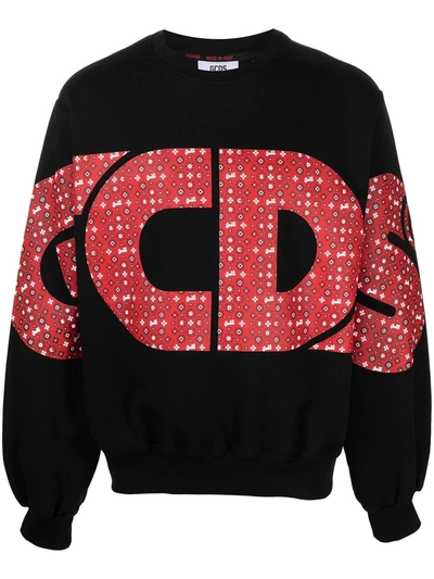 Shop Gcds Logo-print Cotton Sweatshirt In Black