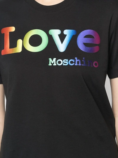 Shop Love Moschino Logo-print Cotton T-shirt In Black