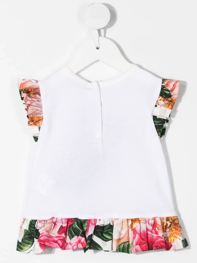 Shop Dolce & Gabbana Floral-print Cotton Dress In White