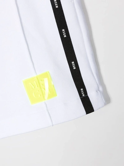 Msgm Logo Stripe Track Shorts In White