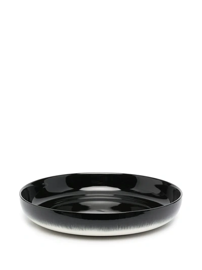 Ann Deumelemeester X Serax Set Of Two Ceramic High Plates In Black