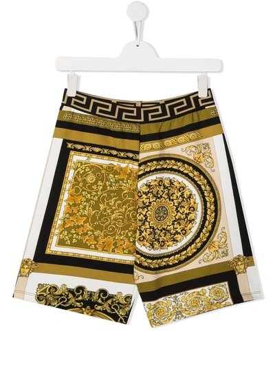 Young Versace Barocco-print Shorts In Black