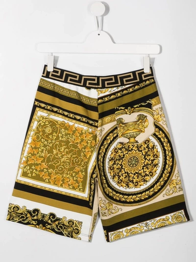 Young Versace Barocco-print Shorts In Black