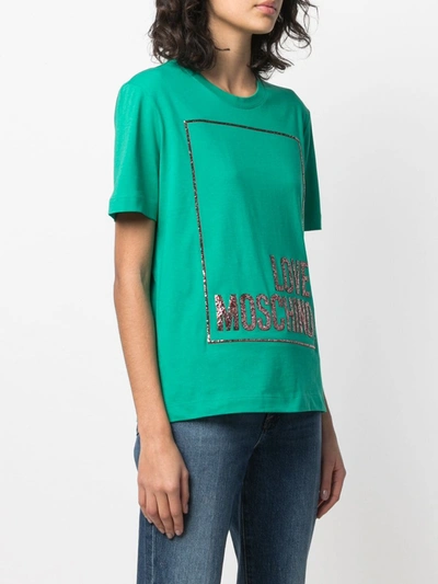 Shop Love Moschino Logo-print T-shirt In Green