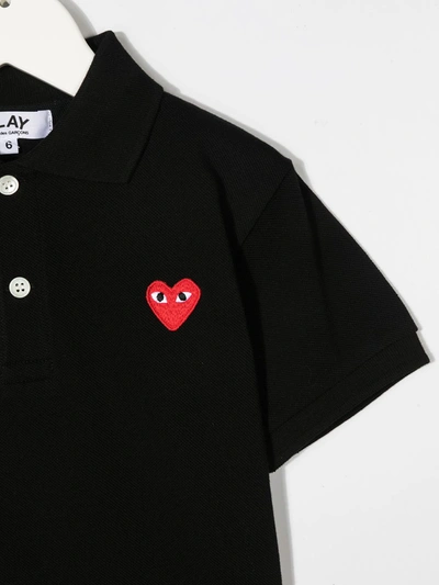 Shop Comme Des Garçons Play Heart Logo Patch Polo Shirt In Black