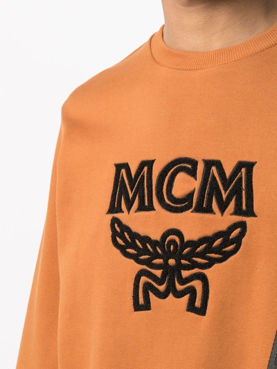 Shop Mcm Shearling-logo Sweatshirt In Brown