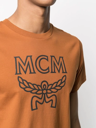 Shop Mcm Logo-print T-shirt In Brown