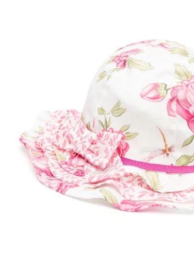 Shop Monnalisa Floral-print Cotton Hat In Neutrals