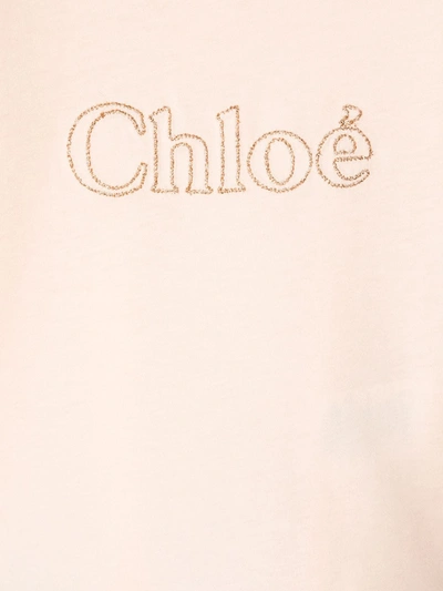 Shop Chloé Embroidered Logo T-shirt In Pink