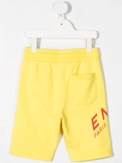 Shop Givenchy Logo Print Drawstring Shorts In Yellow