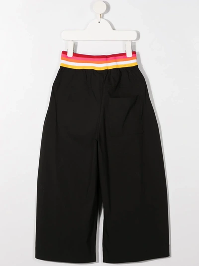 Shop Fendi Monogram-embellished Wide-leg Trousers In Black