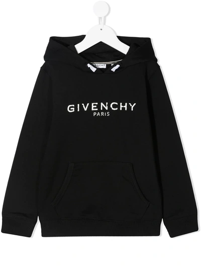 Shop Givenchy Logo-print Cotton Hoodie In Black