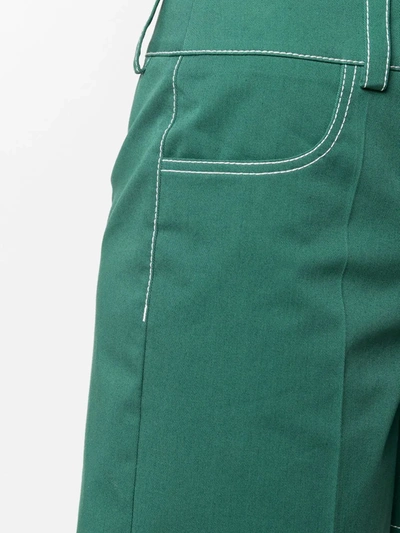 Shop Boutique Moschino Contrast Stitching High-waist Shorts In Green
