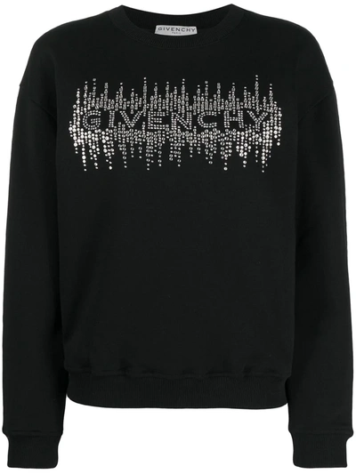 Shop Givenchy Crystal-embellished Logo Sweatshirt In Black