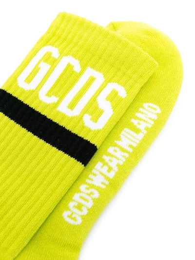 Shop Gcds Logo Print Socks In Yellow
