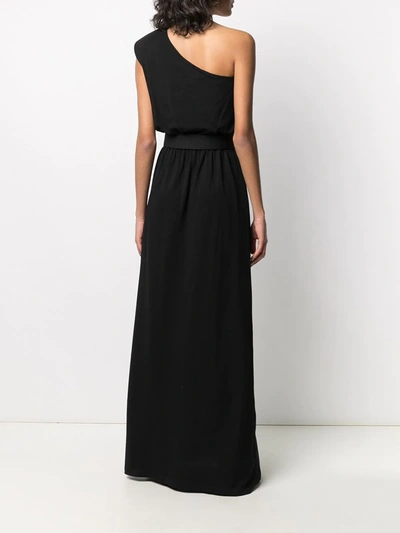 Shop Federica Tosi Belted One-shoulder Long Dress In Black