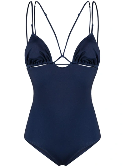 Shop Jacquemus Le Maillot Pila Swimsuit In Blue