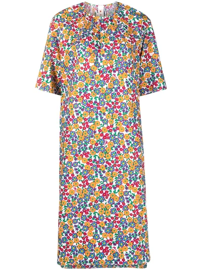 Shop Marni Pop Garden Print Shift Dress In White