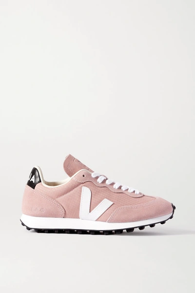 Shop Veja + Net Sustain Rio Branco Leather-trimmed Suede And Mesh Sneakers In Blush